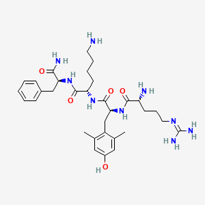 SS-31 elamipretide tetrapeptide molecular structure showing D-Arg-Dmt-Lys-Phe-NH2 sequence