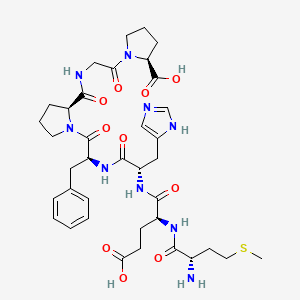 Semax heptapeptide molecular structure showing Met-Glu-His-Phe-Pro-Gly-Pro amino acid sequence