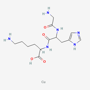 GHK-Cu molecular structure showing glycyl-histidyl-lysine tripeptide coordinated with copper ion