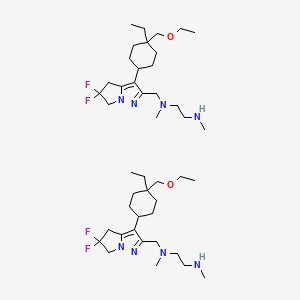 Mazdutide molecular structure diagram showing synthetic oxyntomodulin analog with fatty acid chain modification