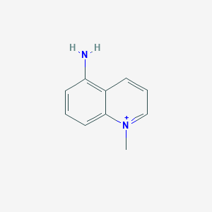 5-Amino-1MQ molecular structure diagram showing quinolinium scaffold with primary amine at 5-position